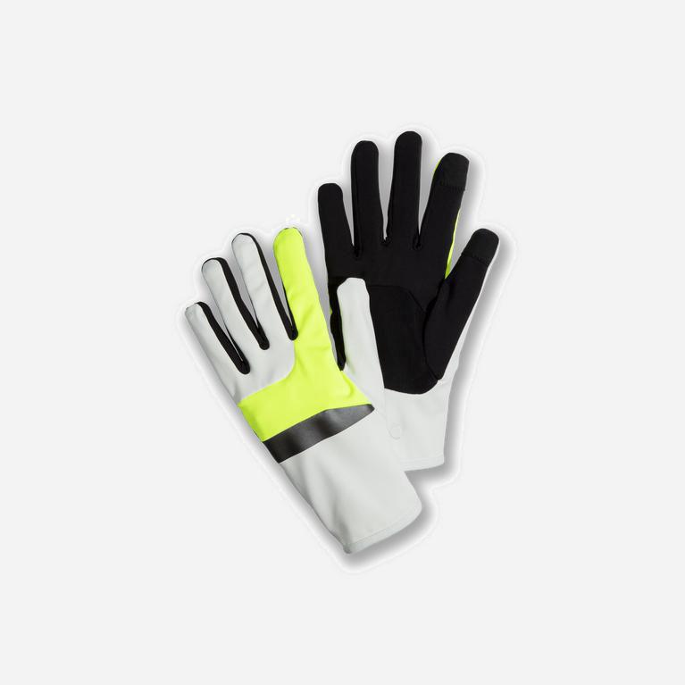 Brooks Fusion Midweight Israel - Men's Running Gloves - Icy Grey/Black/NIghtlife/GreenYellow (56874-